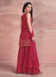 Deep Pink Sequins Embroidered Sharara Suit