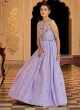 Lavender Georgette Gown With Floral Embroidery