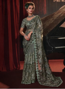 Palace Green Designer Net Saree