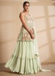 Pista Green Sequins Trendy Lehenga with Peplum Choli