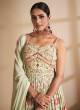 Pista Green Sequins Trendy Lehenga with Peplum Choli