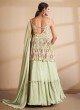 Pista Green Sequins Trendy Lehenga with Peplum Choli