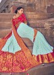 Elegant Aqua Blue and Pink Georgette Saree