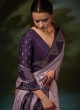 Designer Purple Stone Embellished Shimmer Silk Saree