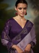 Designer Purple Stone Embellished Shimmer Silk Saree