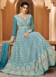 Anarkali Suit In Dark Turquoise Color