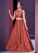 Brown Party Wear Sequins Lehenga Choli with Tie-Dye Jacket