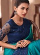 Shaded Blue Embroidered Silk Saree