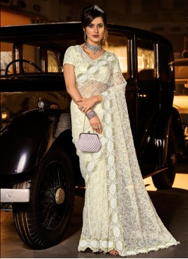 Imperial Off White Net Designer Saree