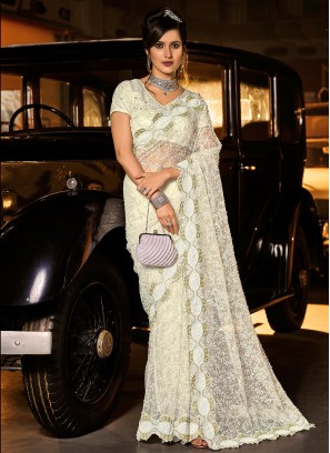 Imperial Off White Net Designer Saree