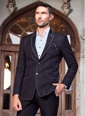 Imported Fabric Black Blazer For Men