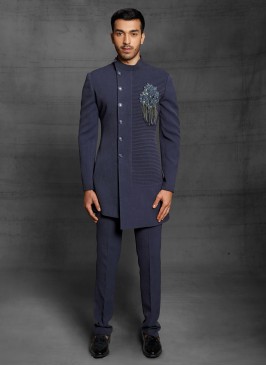 Imported Fabric Indowestern In Blue Color