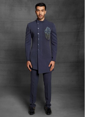 Imported Fabric Indowestern In Blue Color