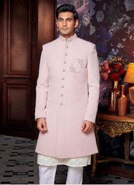 Imported Fabric Indowestern In Light Pink Color