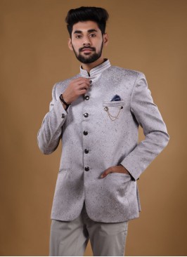 Imported Jodhpuri Suit In Grey