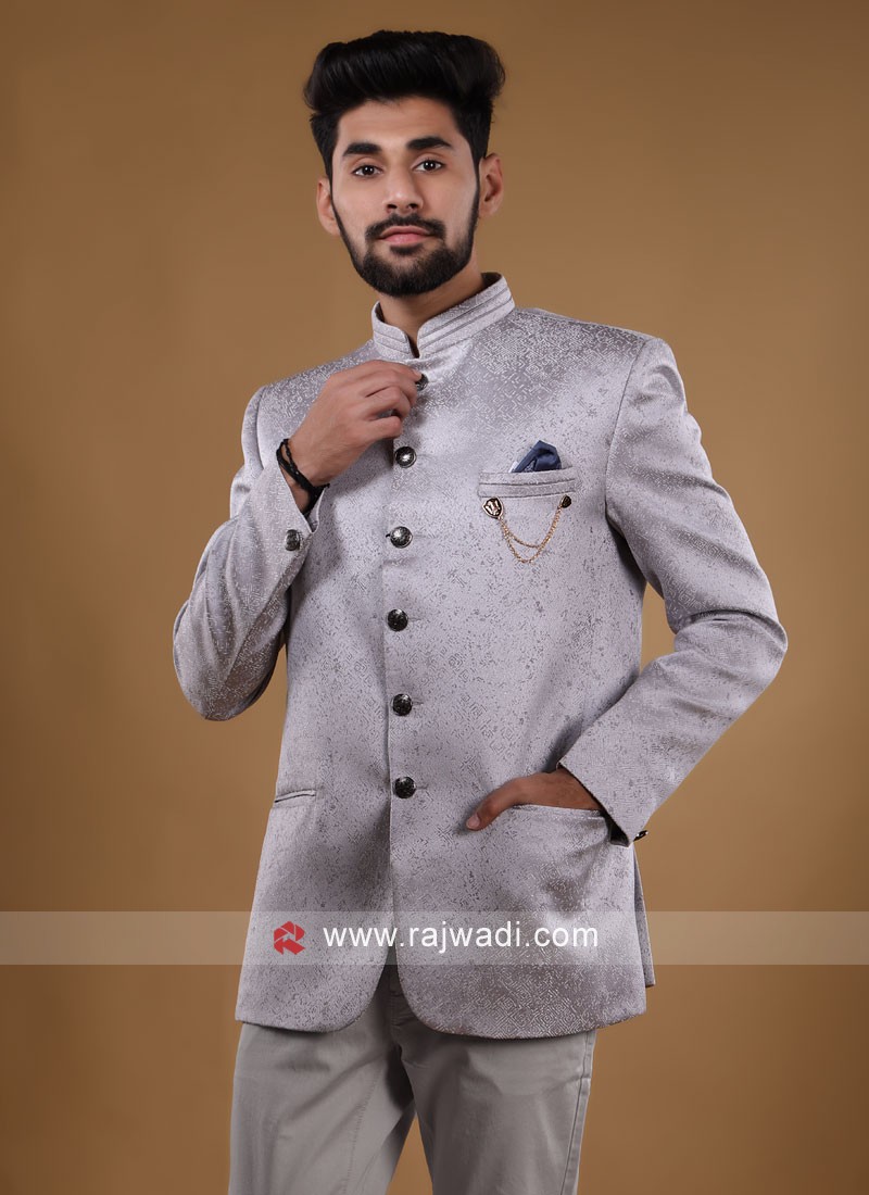 Grey Color Embroidered Georgette Suit