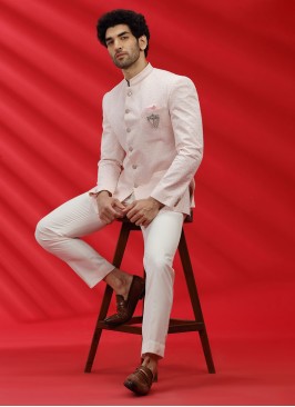 Imported Jodhpuri Suit In Light Pink Color