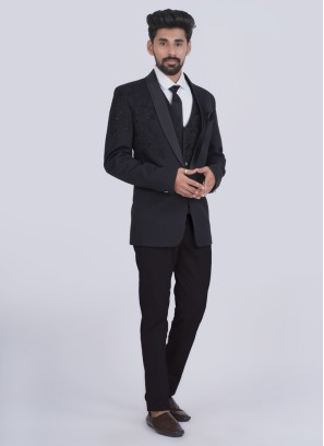 Imported Plain Black Color Coat Suit For Party