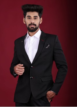 Imported Silk Blazer In Black Color