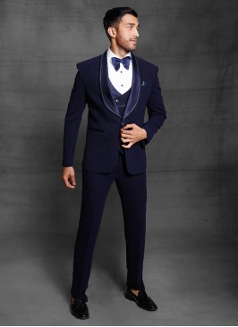Imported Silk Navy Blue Suit