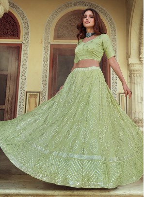 Impressive Green Sangeet Lehenga Choli