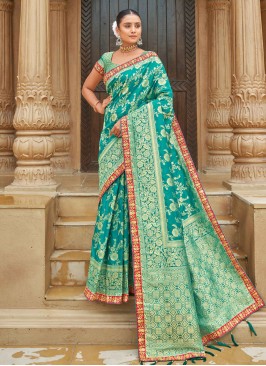 Sea Green Banarasi Silk Saree