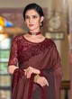 Maroon Resham Work Silk Contemporary Saree