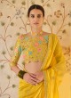 Innovative Organza Yellow Sequins Trendy Saree