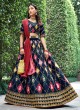 Navy Blue Silk Wedding Lehenga Choli