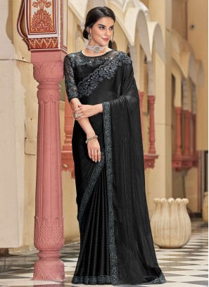 Ravishing Black Silk Designer Saree