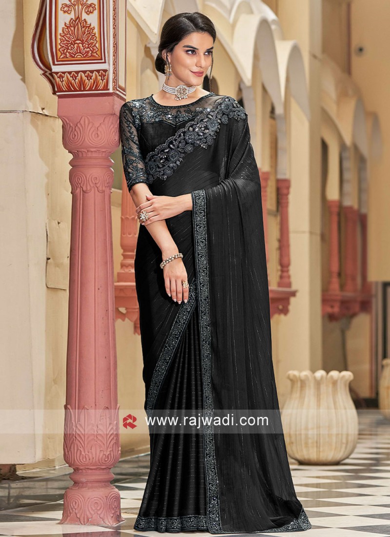 Woven Kanjivaram Silk Saree Black Designer Pure Art Silk Saree – Lady India