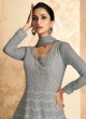 Grey Intricate Embroidered Pure Georgette Anarkali Set