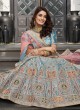 Invaluable Turquoise Zircon Velvet A Line Lehenga Choli