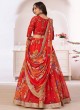 Invigorating Red Embroidered Faux Georgette Lehenga Choli