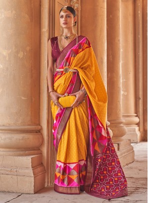 Multi Colored Patola Printed Trendy Silk Saree