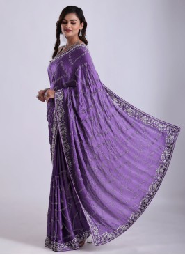 Irresistible Embroidered Purple Designer Saree