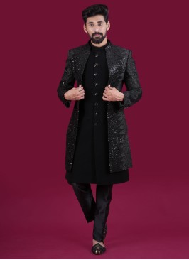 Jacket Style Indowestern In Black