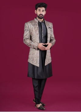 Jacket Style Indowestern In Black