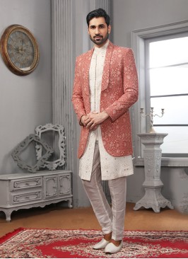 Jacket Style Indowestern With Detailed Thread And Sequins Work