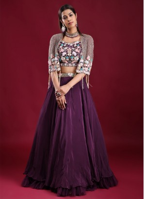 Jacket Style Lehenga Choli In Purple Color