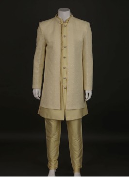 Jacket Style Silk Indowestern For Mens