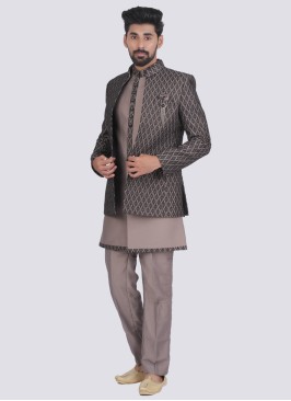 Jacket Style Silk Indowestern With Detailed Thread Work