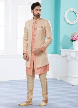 Jacquard Silk Jacket Style Indowestern Set