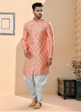 Jacquard Silk Woven Indowestern Set For Men