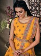 Jacquard Trendy Anarkali Suit in Yellow