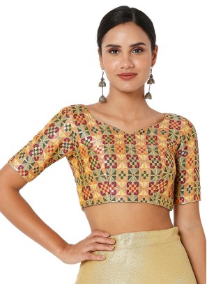 Jaquard Fabric Multi Color Readyblouse