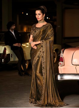 Jazzy Brown Sangeet Designer Saree