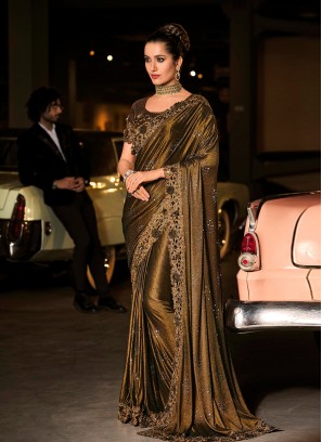 Jazzy Brown Sangeet Designer Saree