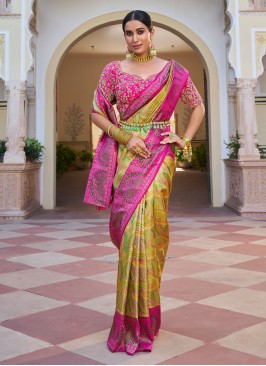 Multi Color Kanjivaram Silk Festive Saree