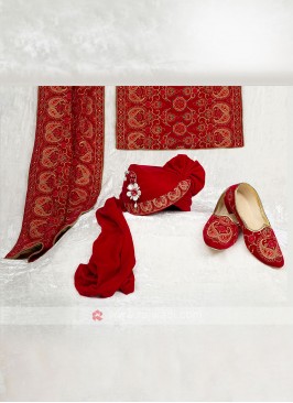 Kashmiri Work Turban, Dupatta And Mojari